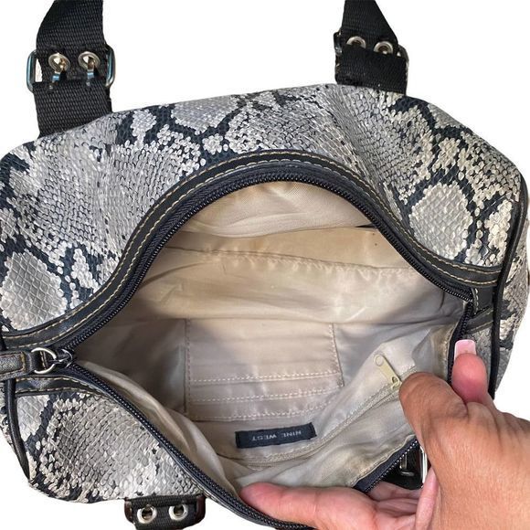 Nine West Gray/Black Small Snake Skin Duffle‎ - Picture 4 of 4